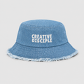 Distressed denim bucket hat