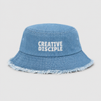 Distressed denim bucket hat